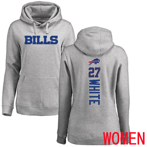 NFL Women Buffalo Bills #27 Tre Davious White Ash Backer Pullover Hoodie Sweatshirt